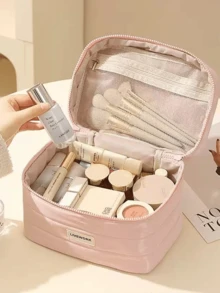 1 geantă de machiaj multifuncțională pentru călătorii, geantă cosmetică de mare capacitate, geantă de toaletă, organizator pentru îngrijirea pielii, esențială pentru călătorii, croazieră, cămin, cadou pentru domnișoare de onoare, Ziua Mamei, ziua de naștere