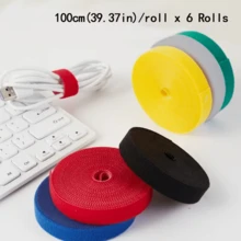6 Rolls 100cm Reusable Nylon Hook And Loop Fastener Tape, For Cable Management And Organization - Multicolor - View 3