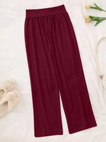 3件套女士加大码休闲运动舒适裤，纯色蝴蝶结腰带松紧腰宽松居家舒适裤，秋冬服装