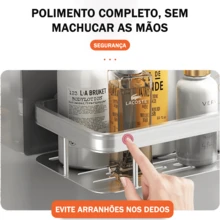 2-Kit Adhesive Shelf Without Drilling, Made Of Aluminum Alloy, Ideal For Bathroom And Kitchen. - Silver - View 4