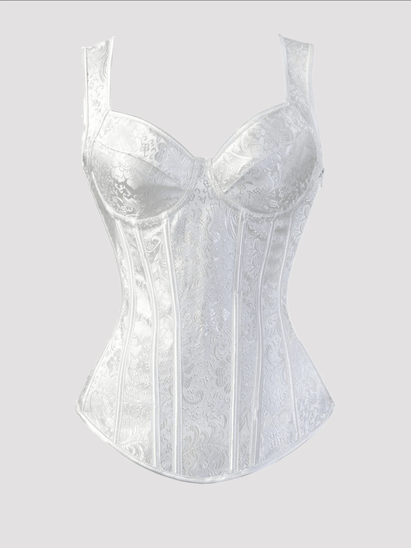 Jutrisujo Corset Top Plus Size Women Costumes Lingerie Bustier Zipper Strap Ladies Basques Gothic Renaissance Halloween - 1569-White - 查看 1