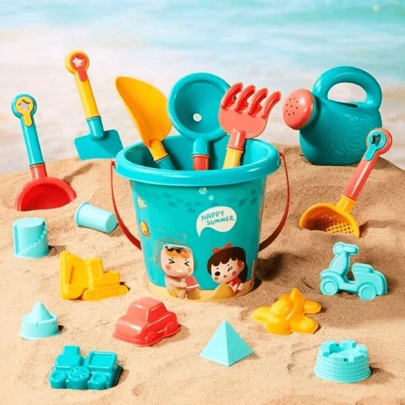 Kids Beach Sand Toy Set 18/7/5 Pieces - Includes Bucket, Shovel, Sand Moulds & Watering Can, Beach Game Children Toys Water Play Tools,(Summer&Winter) |Fun Beach Toy For Boys Girls-Holiday/Birthday/Children's Day/Outdoor Party /New Year Gift