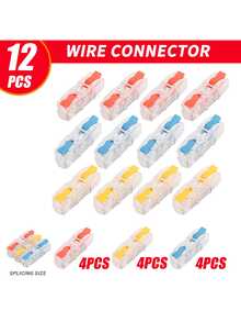 10 件/4 件迷你快速接线连接器，杠杆螺母连接器快速接线连接器 2 进 4 出/2 进 6 出/3 进 9 出推入式接线端子，多种规格可供选择