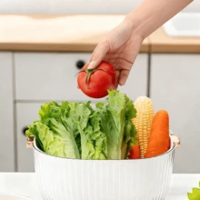 1个重型塑料厨房沥水架 - 多功能沥水架，带排水系统，节省空间设计，易于清洁和存放，适用于家庭和餐厅使用 - 非常适合清洗蔬菜、水果、意大利面和大米 - 经久耐用 - 彩色 - 查看 3