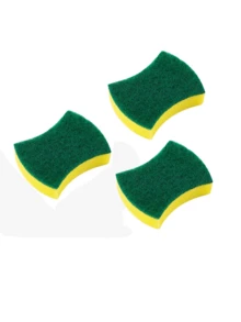 1/5pcs Kitchen Cleaning Sponge, Yellow Sponge (Water Absorption, Flexible Cleaning), One Side Is Green Fiber Layer (Decontamination, Wear Resistance), The Figure Shows The Wavy Style (More Suitable For The Radian Of Tableware). - Multicolor - View 8