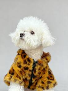 Autumn/Winter Zip-Up Hooded Fluffy Jacket, Fashionable & Cute, Plush Hooded Pet Coat, Warm Zip-Up Sweatshirt For Poodle & Teddy Bear, Outdoor Essential