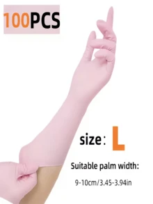 100 Pink Disposable Nitrile Gloves - Latex-Free, Suitable For Cleaning, Professional Protective Gloves - Pink - View 8