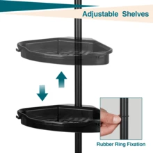 TEQIN Corner Shower Caddy Tension Pole,Quick Installation 4-Tier Rustproof Bathroom Organizer Shelves For Bathtub Shampoo Storage,39-113 Inch Adjustable Floor Standing Bath Rack Holder - Black - View 5