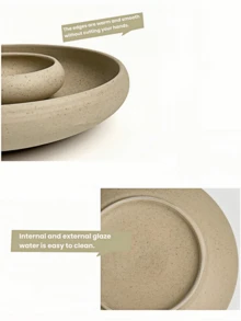 1pc Rustic Ceramic Bowl, Multipurpose Tableware, Microwave , Minimalist Solid Color Ceramic Bowl & Plate, Housewarming/Holiday Gift, Suitable For Family Gatherings, Cafes, Festivals, Daily Meals