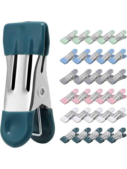 Heavy-Duty Clothespins, 2.17-Inch Metal Clips, Stainless Steel With Rubber, Ideal For Photo Display, Laundry, Socks, Bag Clips, Kitchen Organization, Portable, Wall-Mountable, No Power Required, Essential Home & Kitchen Storage Solution