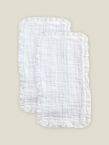 2件裝柔軟薄款蕾絲嬰兒圍兜，適合四季新生兒護理，Oeko-Tex認證 - 白色 - 查看 10