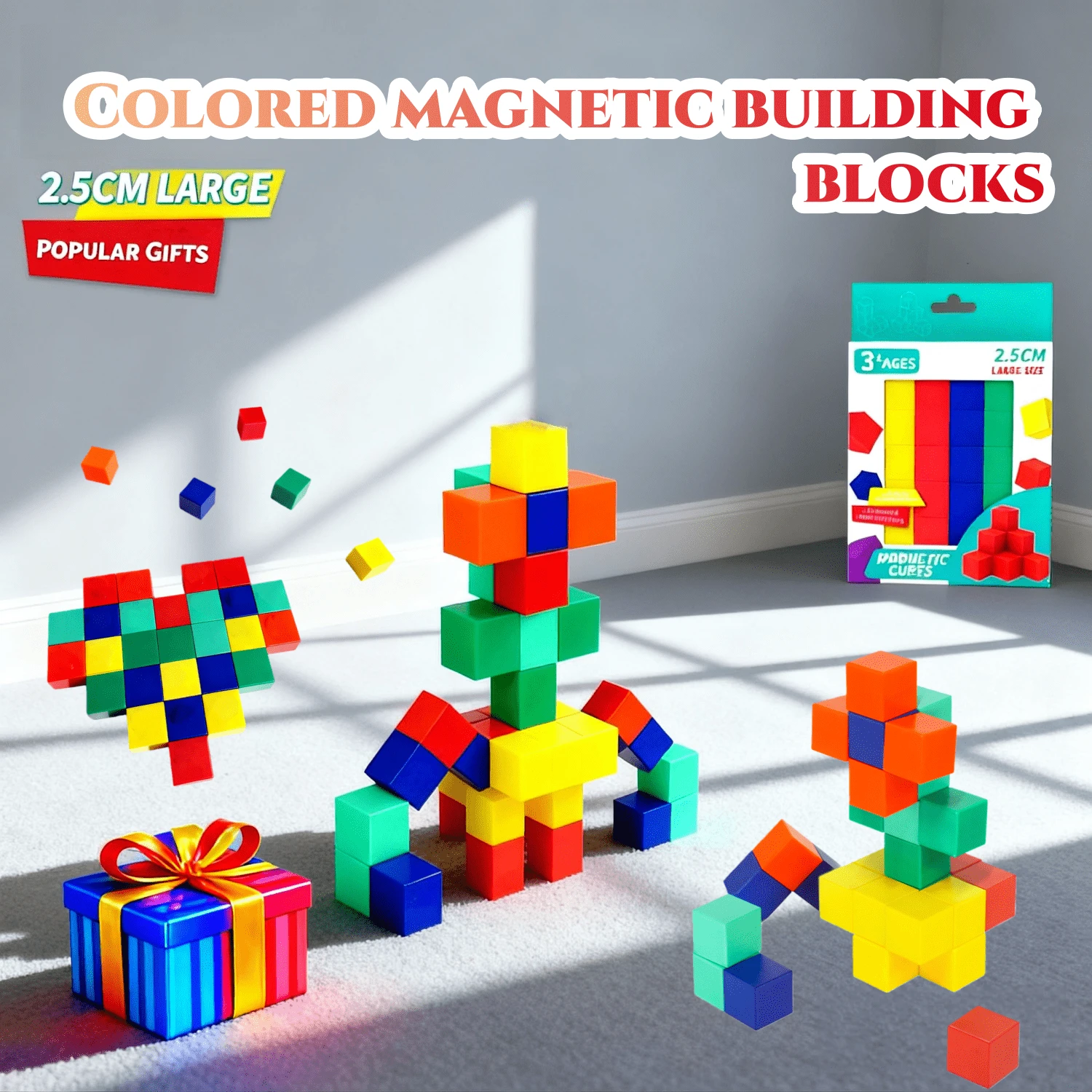 20pcs Magnetic Building Blocks, Large Magnetic Building Blocks, Suitable For Children Aged 3 To 8, 3D Color Building Blocks, Magnetic Stacked Cubes, Montessori Educational Toys, STEM Educational Building Blocks, Used For Building Architectural Creative Building Blocks, Educational And Entertaining Children's Games, Perfect Gifts For Boys And Girls On Thanksgiving, Christmas, New Year, Various Festivals And Birthday Parties
