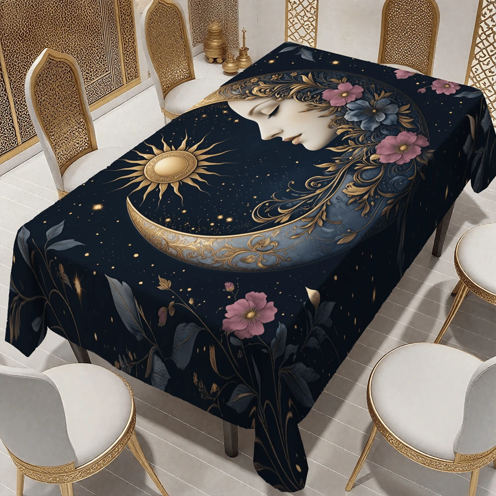 1/20 piezas Juego de manteles con elegante patrón de luna creciente y sol, adornado con motivos florales de estilo árabe, ideal para festivales islámicos, decoración de cocina, reuniones de restaurantes, regalos festivos. Duradero y fácil de mantener, adecuado para diversas ocasiones de decoración del hogar. - Multicolor - Ver 1