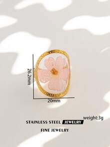 1pc Handmade Geometric Minimalist Dried Flower Heart-Shaped Ring For Women, Suitable For Daily Wear, Parties, And Valentine's Day Gift - 40466 - View 11