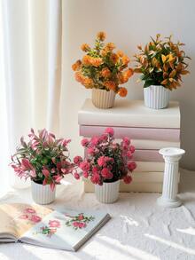 1件 22厘米-27.5厘米 新款人造花卉绿植森系秋季色彩塑料仿真花水草逼真植物装饰桌面盆栽套装 - 彩色 - 查看 3