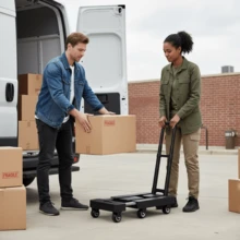 重型可折叠手推车，六轮设计，便携式可折叠平板车，弹性绳索，防滑纹理，适用于旅行、搬家、购物和办公等多种场合，符合人体工学，紧凑耐用，满足日常使用需求，适用于家庭、宿舍、工作场所、酒店住宿等多种场景，易于存放，耐候框架，滑动顺畅，轻便易携，承重能力强，是搬运行李、包袋、箱子和各种用品的多功能运输解决方案，即使在繁忙的季节也能轻松移动。 - 彩色 - 查看 10