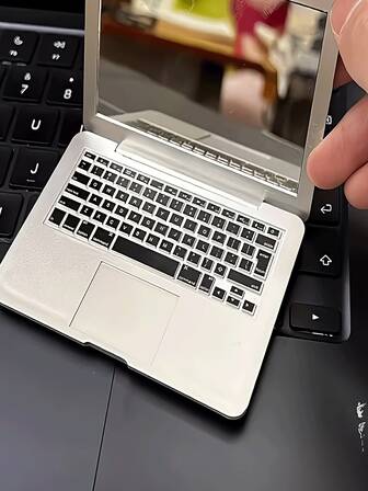 Mini Laptop-Shaped Folding Makeup Mirror Compact And Portable Design For On-The-Go Use Stands Upright On Desks For Touch-Ups Essential For Students, Commuters, And Travelers Cute Gift Option