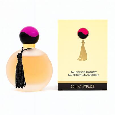 Perfume 50ml para mujer, un eau de toilette floral oriental, fragancia elegante y duradera, perfecto para regalar, uso diurno o nocturno, diseño exquisito, frasco con borla negra, estilo clásico, con notas de coco, jazmín, vainilla y sándalo, fragancia íntima y sensual que es inolvidable.