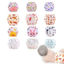 Set de 12 piezas de pantalones de entrenamiento reutilizables con impresión digital para bebés, ropa interior lavable para aprendizaje unisex para bebés y niños pequeños - Multicolor - Ver 1