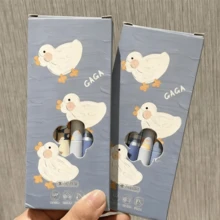 6支/套 可爱Go Duck中性笔，细头毛笔，哑光黑色碳素墨水 | 时尚心形设计，符合人体工学的握笔设计，非常适合问答、学习、考试 | 情人节、返校、办公使用的完美之选 - 彩色 - 查看 2