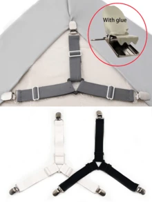 可调节床单固定带套装 - 三角形弹力带带夹扣，适用于床垫/沙发套 | 重型金属夹子牢固固定床上用品（防滑且可重复使用） - 彩色 - 查看 6