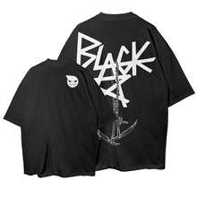 Oversized Soul Blackstar Scythe Anime Streetwear Unisex T-Shirt - 黑色 - 查看 2