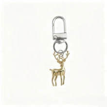 金属鹿钥匙扣套装 - 银色金色驯鹿吊坠钥匙扣，带龙虾扣，适合作为圣诞派对礼物 - 扣式吊墜 - 查看 5