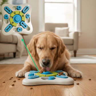 1个高级互动狗狗益智喂食器玩具，带吱吱声，可用于智力训练和脑力刺激，有趣的慢食碗，适合所有类型的狗狗，有助于大脑发育。