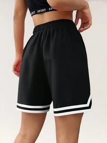 1pc Girls & Teens Loose Casual Solid Breathable Athletic Bermuda Shorts, Summer