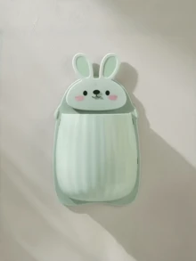 1pc Cute Rabbit Shaped Wall-Mounted Toothbrush & Toothpaste Holder, Space-Saving Bathroom Accessory - Multicolor - View 6