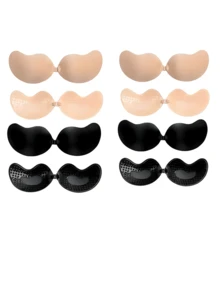 4/2/1 Pack Strapless Adhesive Bra Silicone Mango Cup Bra Breast Petals, Breathable For Small Bust, Lift And Gather, Invisible Backless Bra For Dresses, Gowns And Lingerie - Multicolor - View 24
