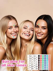 2160 piezas Pegatinas de caras de estrellas lindas, pegatinas de estrellas, adecuadas para decoración diaria, eventos y fiestas, pegatinas de fiesta multicolor, diseño resistente al agua/ligero/material amigable con la piel/adecuado para el baño - Multicolor - Ver 3