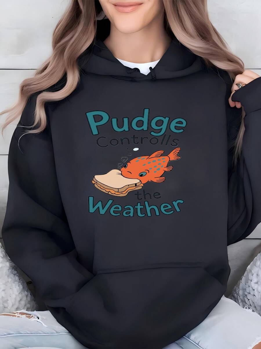 Womens  Lilo And Stitch Pudge Controls The Weather Shirt, Land Family Shirt, Magic Kingdom Tee,  Birthday Gift Hoodie - màu đen - Xem 1