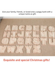 1 个木制英文字母存钱罐，透明木制储蓄罐，26 个英文字母装饰木制存钱罐，精致时尚的感恩节生日节日礼物 - 彩色 - 查看 9