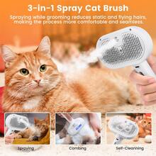 3-In-1 Cat Steam Brush, Pet Steam Brush Suitable For Long & Short Hair Cats & Dogs, Pet Deshedding Spray Brush For Small Animals Shedding & Grooming, With Release Button Water Mist Spray Brush - Multicolor - View 8