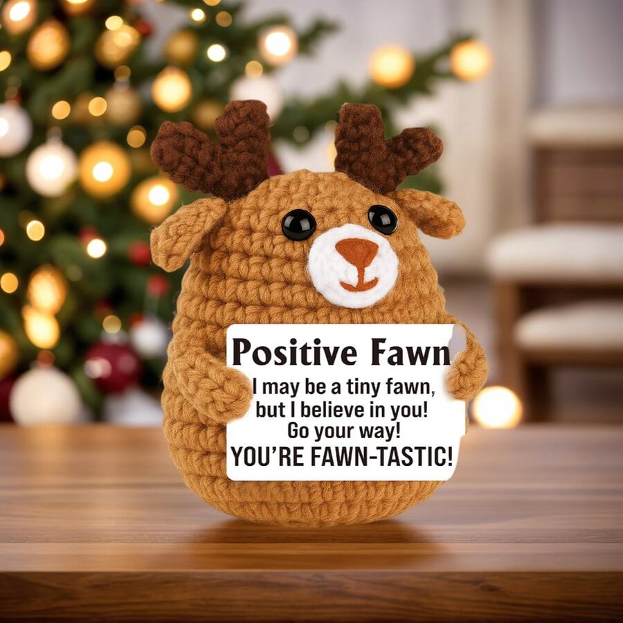 1 Stück handgefertigte gehäkelte Dekorationsfigur für den Schreibtisch, süße Plüschpuppe in Hirschform, ideales Geschenk für beste Freunde, Geburtstag, Schwestern, Mütter, Großmütter, Kollegen, Familie, Schlüsselanhänger, Unterstützung positiver Emotionen, kreative Party, Halloween, Weihnachten Plüschpuppe, Raumdekoration, Souvenir - Verschiedenfarbig - Übersicht 1