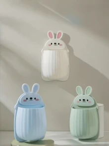 1pc Cute Rabbit Shaped Wall-Mounted Toothbrush & Toothpaste Holder, Space-Saving Bathroom Accessory - Multicolor - View 8