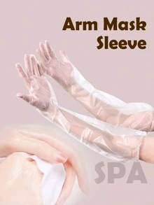 200/10片装一次性防水弹性薄膜手套，腿部保湿护理，加厚多功能手部保湿手套，适用于水疗中心、日常护肤、健康中心、美容院 - 彩色 - 查看 3