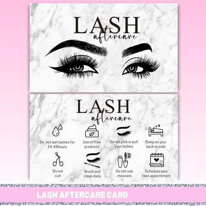 50 Packs Lash Aftercare Card Lash Extension Aftercare Instructions Cards 3.5 X 2 Inch Lash Lift And Tint Aftercare Card For Lash Tech Essentials Lash Tech Supplies Lash Aftercare Kit Lash Care Kit