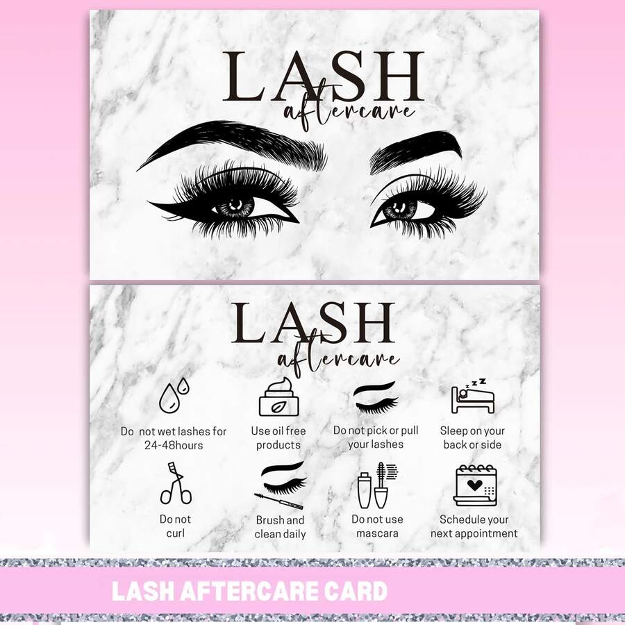 50 Packs Lash Aftercare Card Lash Extension Aftercare Instructions Cards 3.5 X 2 Inch Lash Lift And Tint Aftercare Card For Lash Tech Essentials Lash Tech Supplies Lash Aftercare Kit Lash Care Kit