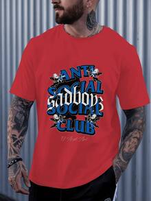 Anti Social Sadboy Club With Cherubic Angels Wielding Bows Adorn This Tee.The Melancholic Gothic Font Conveys A Sense Of Edgy Introspection Perfect For Everyday Wear 100% Cotton - 紅色 - 查看 6