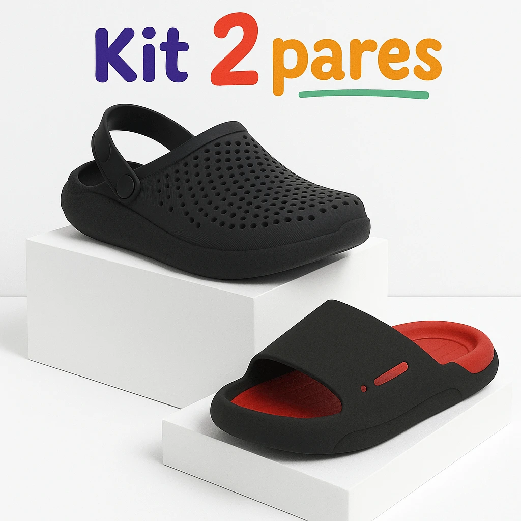 Set Of 2 Pairs Of Soft And Comfortable Boys' Slide Sandals And Clogs - Black - View 1