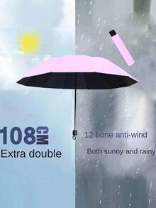 Black Windproof And Waterproof Folding Umbrella, Suitable For Business People's Travel, Sturdy Windproof Travel Umbrella, Aluminum Umbrella Pole, Black, Lightweight, Strong Ultraviolet, Foldable, Compact, Portable, Rainproof, Sunscreen.