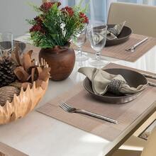 Vmingo Set 8pzs Mantel Individual Lavable Antideslizante Lavable Enrejado PVC Manteles Individuales Textiles para Mesa Camino de Mesa Decorativos Comedor Restaurante - Cobre Marco - Ver 4