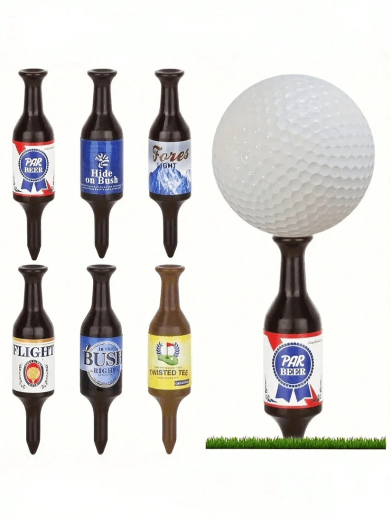 1/6Pcs Beer Bottle Shaped Golf Tees, Virtually Unbreakable & Plastic Golf Tees, Golf Gifts For Men & Women, Novelty Gift For Bachelor/Bachelorette Parties, Exclusive For Golfers,Christmas Present(Random Colors And Styles)