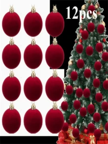 12 Peças de Bolas de Vinho de Alta Qualidade Especialmente Projetadas para o Natal, Elas São Ótimos Auxiliares para Decorar a Árvore de Natal. Seja uma Árvore de Natal em uma Festa, ou uma Decoração de Natal com Tema Vermelho, ou como um Enfeite Pendente para uma Árvore de Natal, uma Mini Decoração de Natal