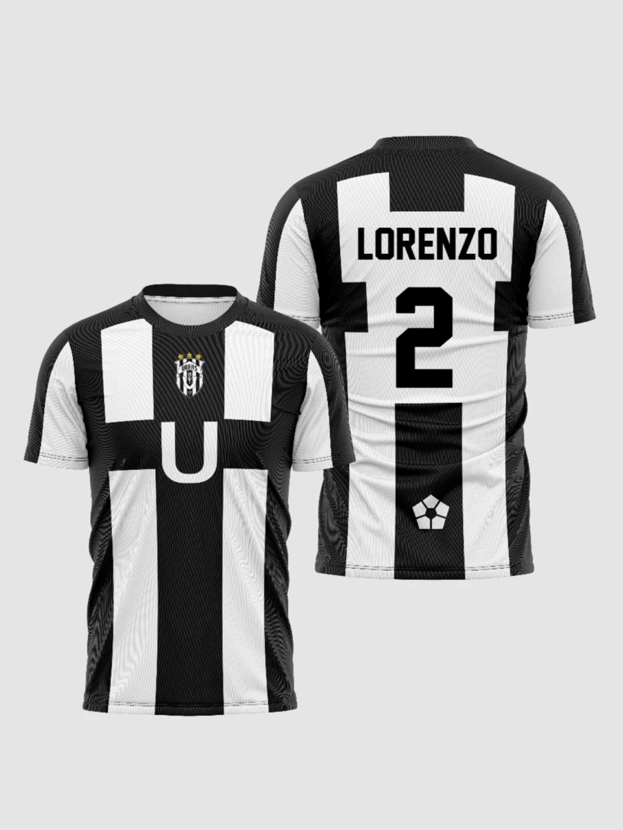 KOVSEE Blue Chain Anime Ubers Lorenzo 2 Soccer Jersey, Unisex Anime Soccer Shirt, Anime Gift For Him Or Her Sports - Black and White - View 1