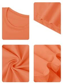 FRACTYR 男士夏季简约纯色短袖T恤 | 基础款街头休闲上衣 - 橘色 - 查看 6