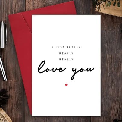 1 PC "I Really Love You" Valentine's Day Card, Anniversary Card, Valentine's Day Card For Him, "I Love You" Card For Her, Suitable For Giving To Loved Ones And Family.