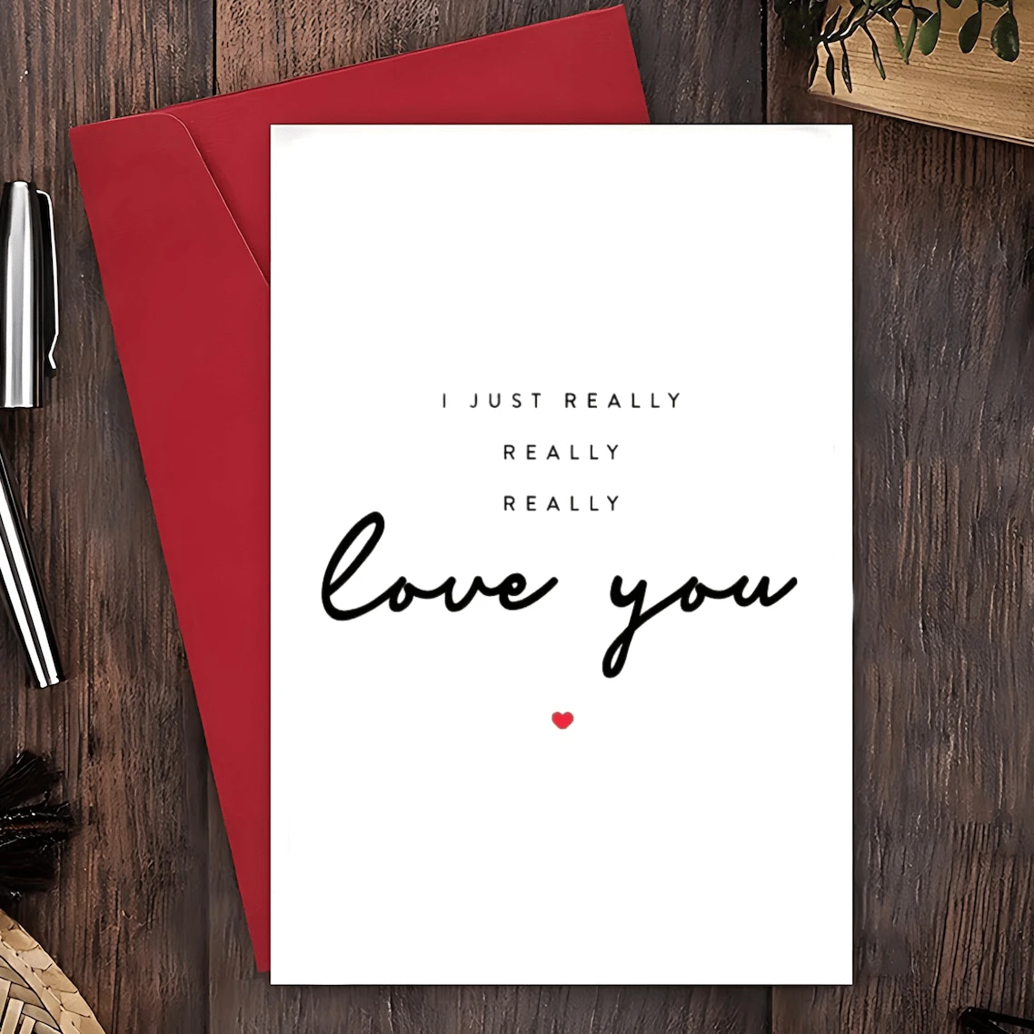 1 PC "I Really Love You" Valentine's Day Card, Anniversary Card, Valentine's Day Card For Him, "I Love You" Card For Her, Suitable For Giving To Loved Ones And Family. - one-size - View 1